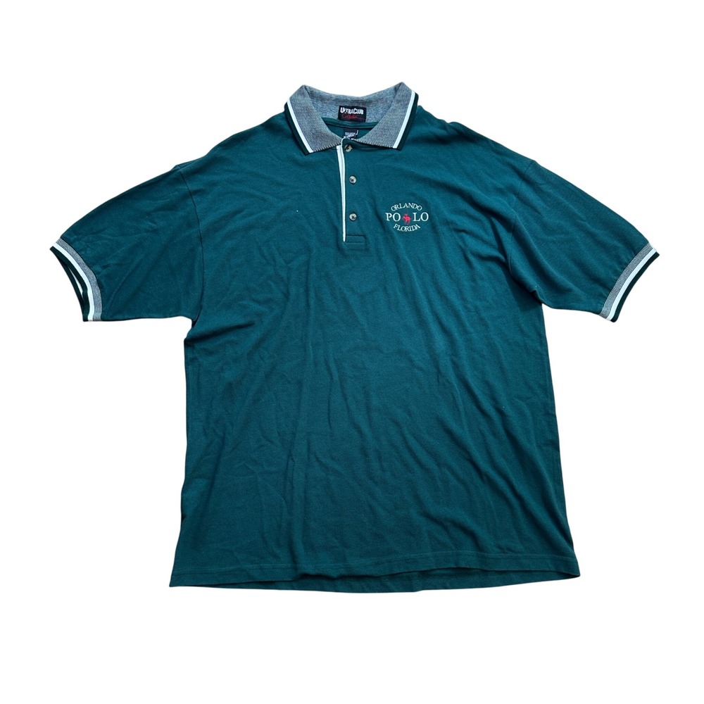 Vintage 90's UltraClub Orlando Polo Florida Golf Shirt Men XL Green Short Sleeve